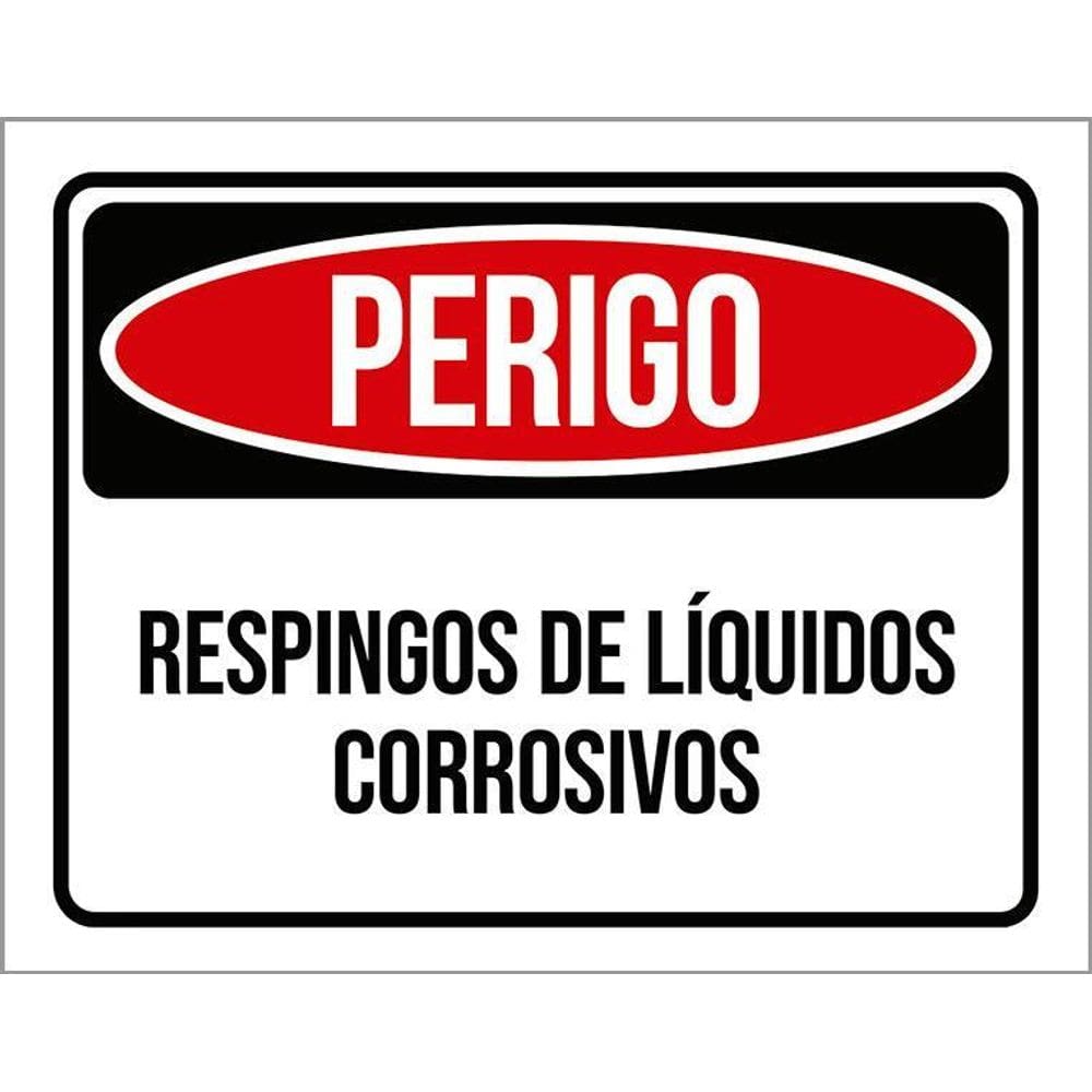 Kit 3 Placas Perigo Respingos De Líquidos Corrosivos