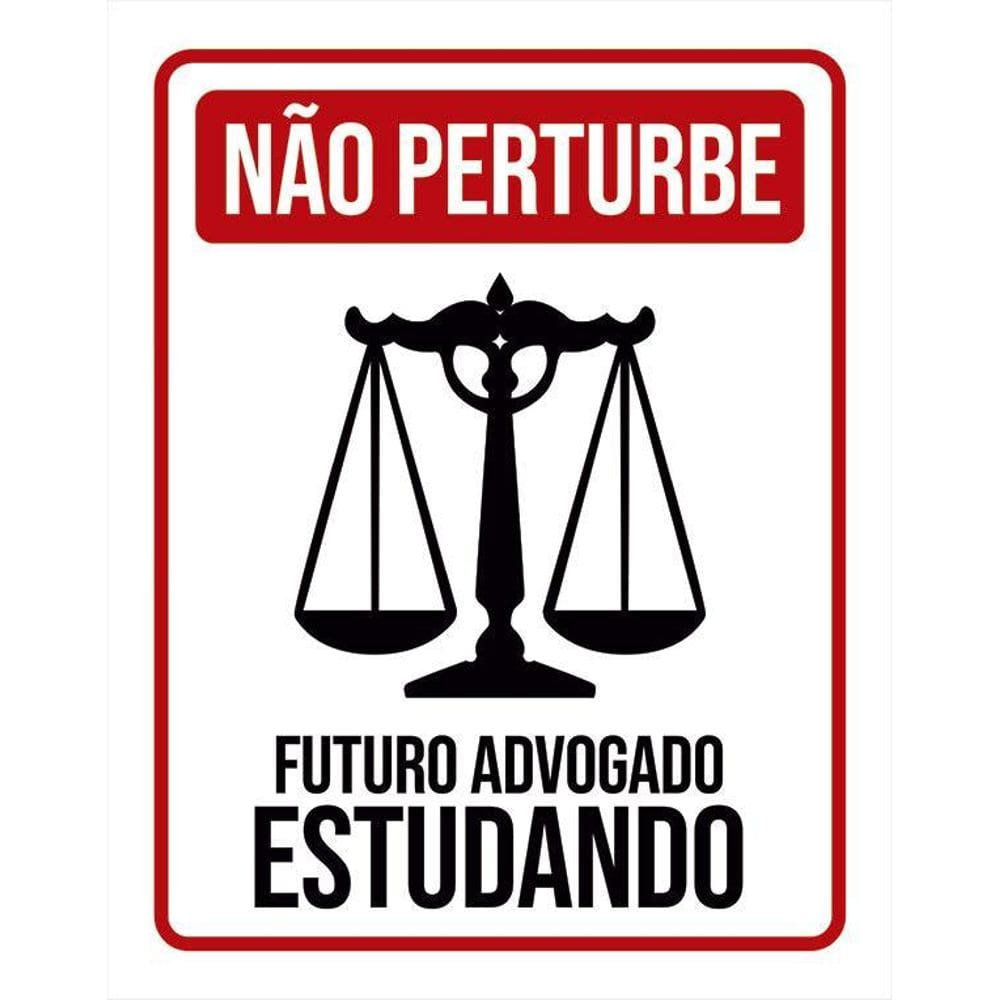 Kit 3 Placas Não Perturbe - Futuro Advogado Estudando