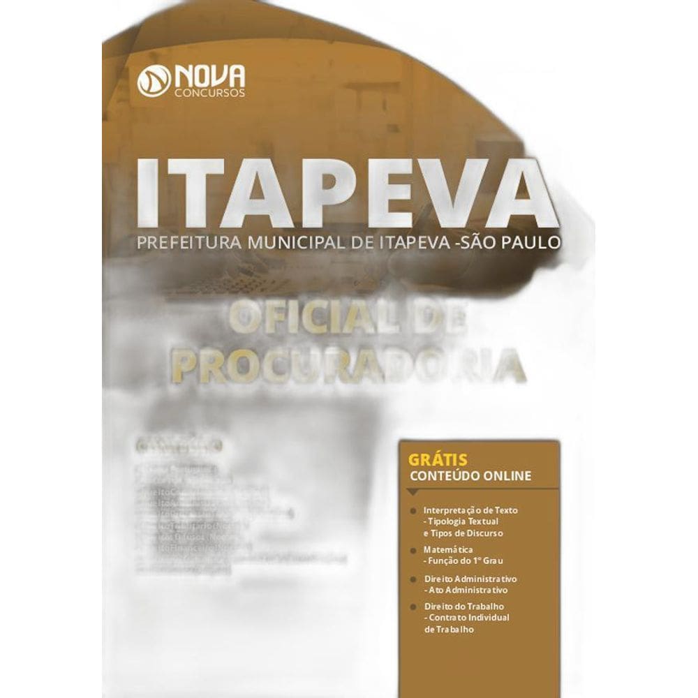 Apostila Prefeitura Itapeva Sp - Oficial De Procuradoria