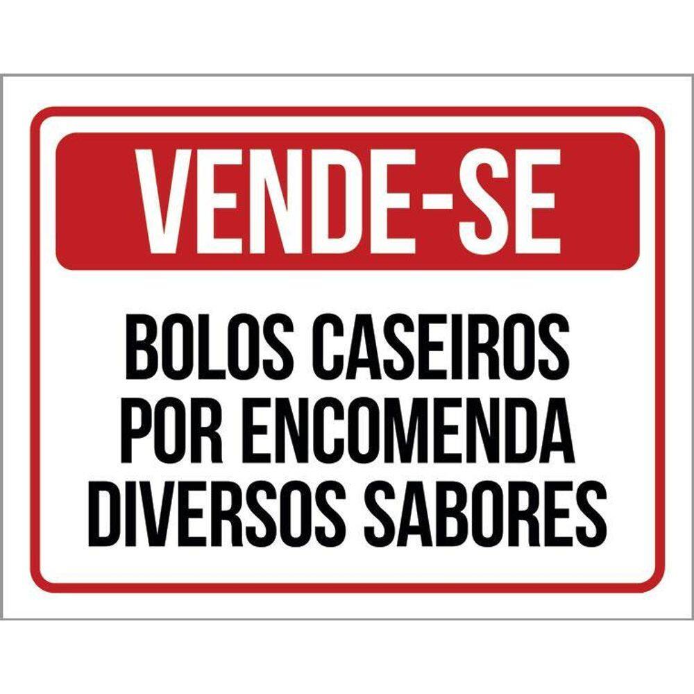 Kit 3 Placas Vende-Se Bolos Caseiros Por Encomenda