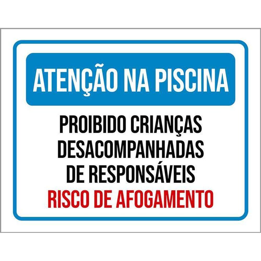 Kit 3 Placas Atenção Piscina Proibido Crianças