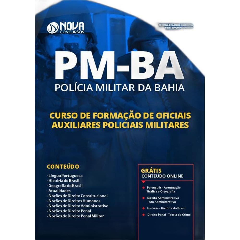 Apostila Pm-Ba 2019 Oficiais Auxiliares Policiais Militares
