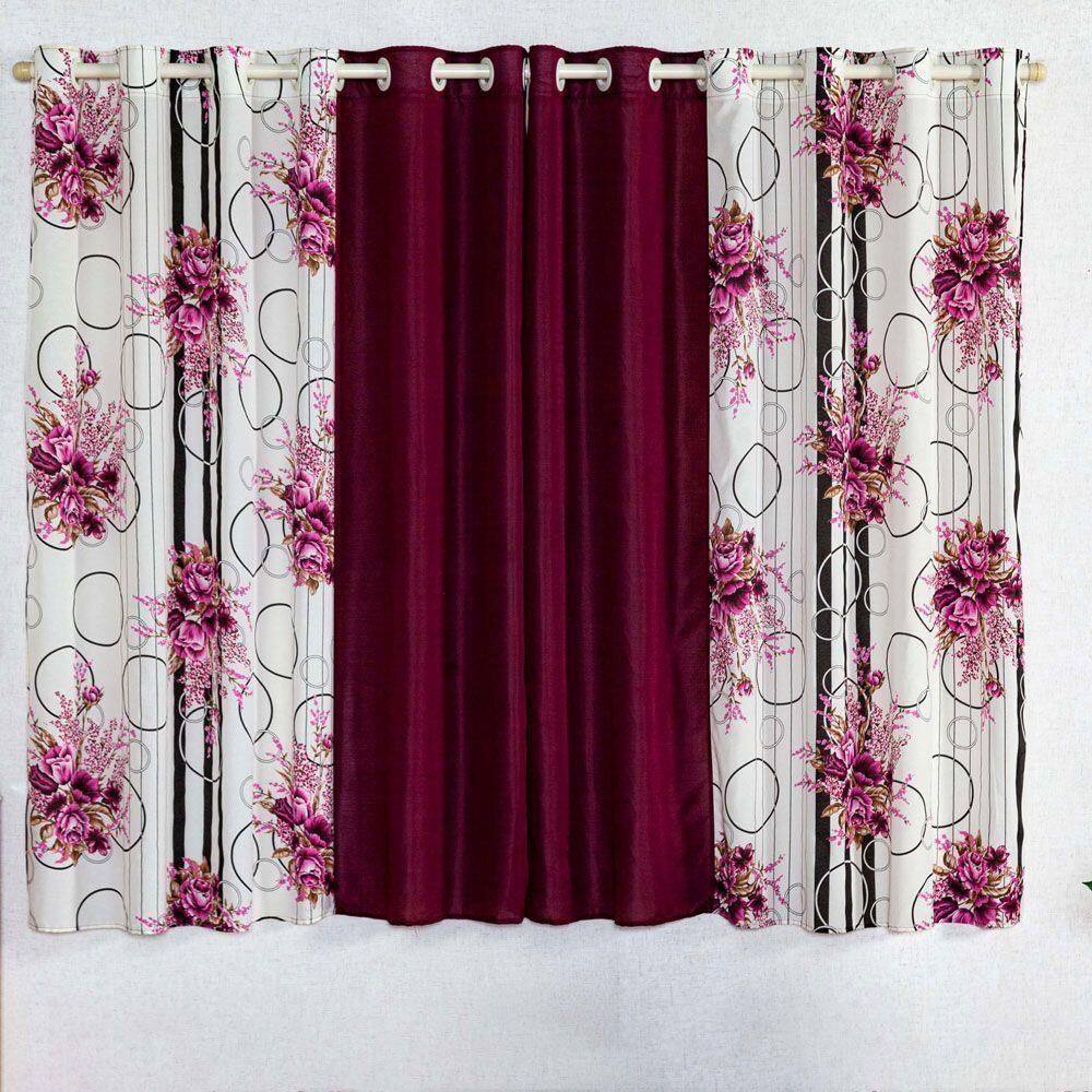 Cortina Isabela Estampada 2m - Floral Vinho