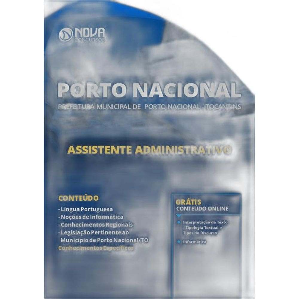 Apostila Porto Nacional  TO 2019  Assistente Administrativo