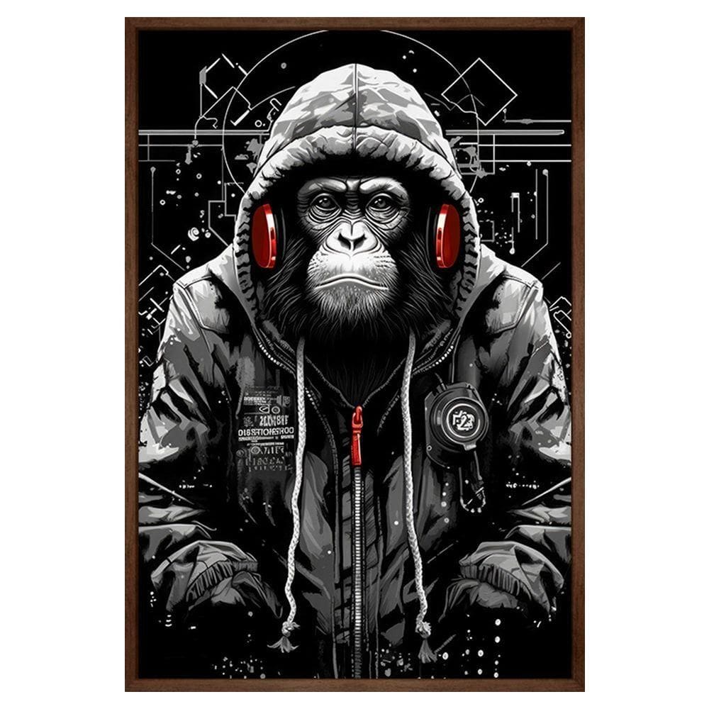 Quadro Decorativo Macaco Estiloso Moldura Cx Alta 100x66 Titulos Moldura Madeira