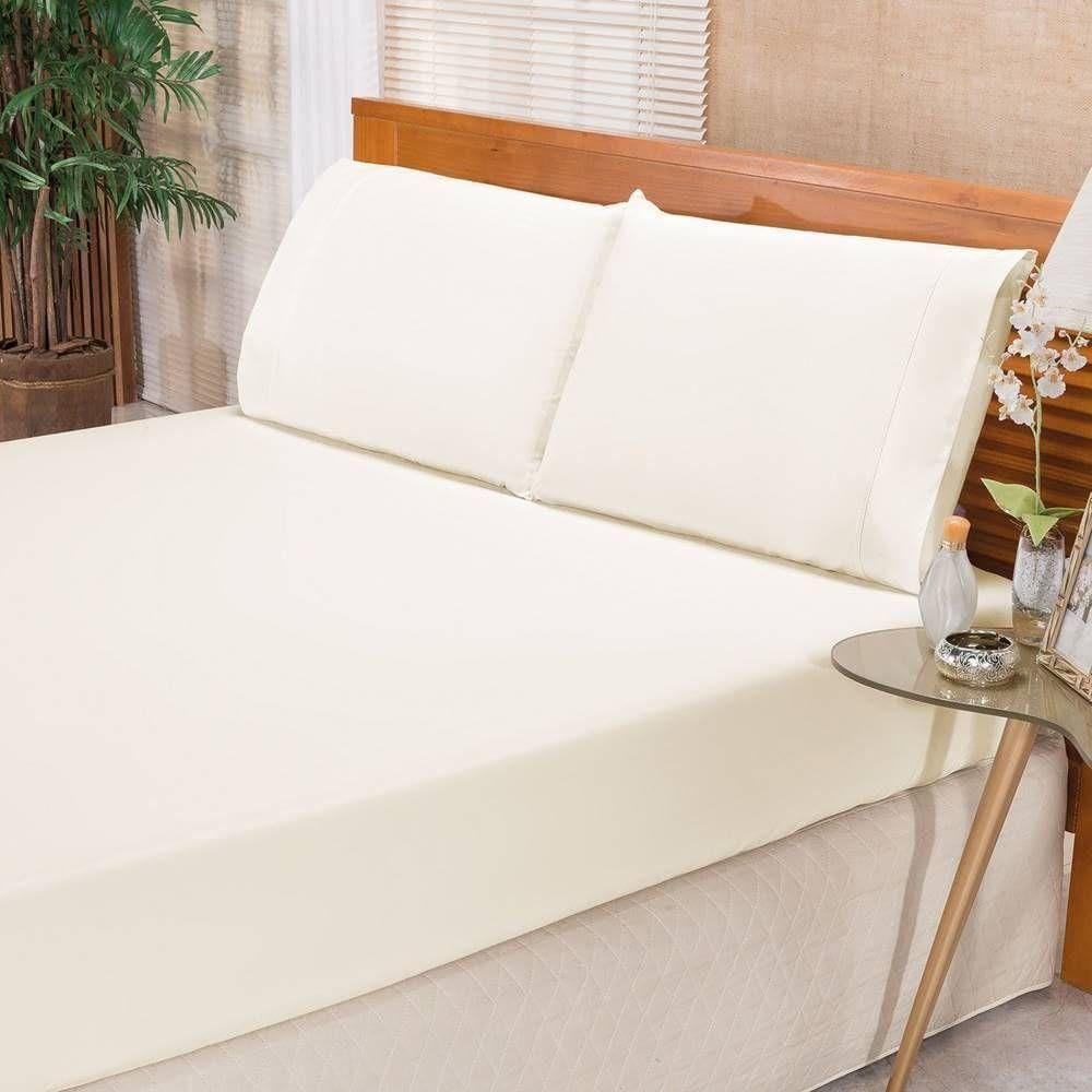 Jogo De Cama Ponto Palito Percal 180 Fios Elegance Solteiro 02 Peças - Palha