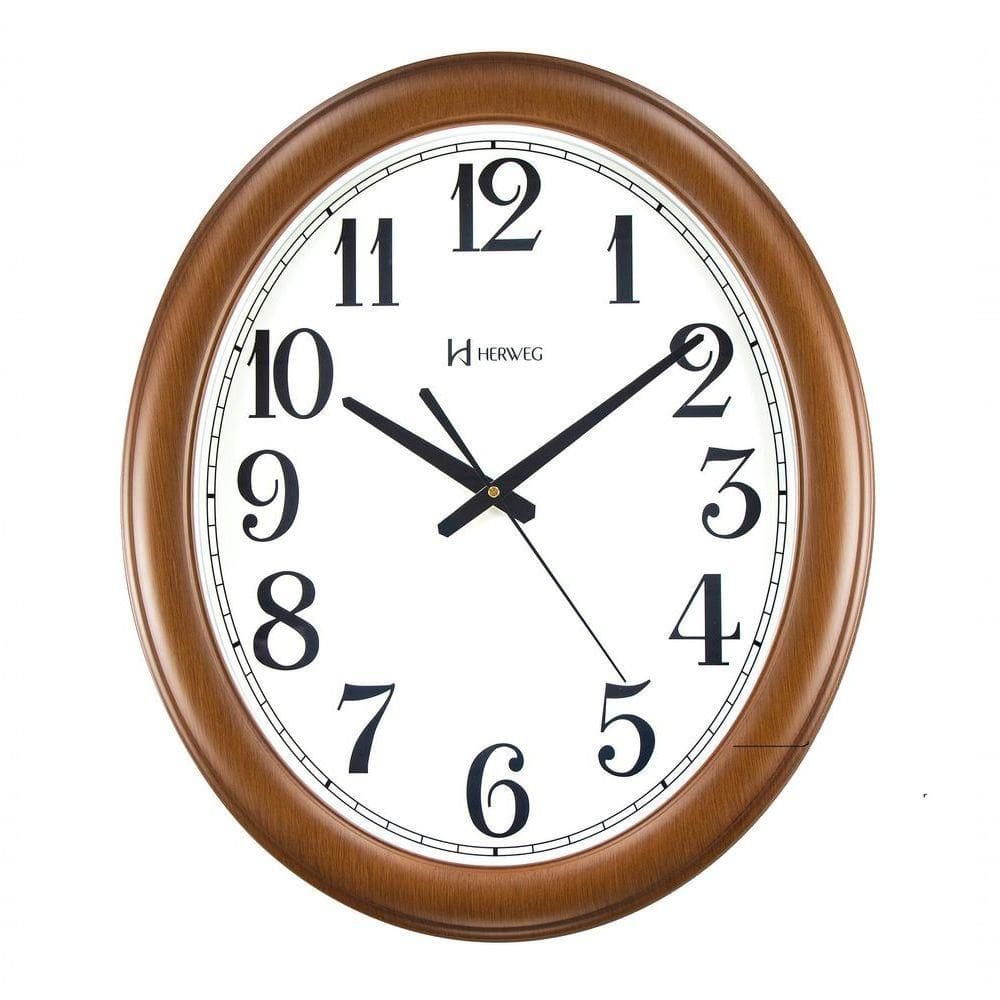 Relógio Parede Herweg Grande 50cm Ipê Silencioso 4601 Ipê