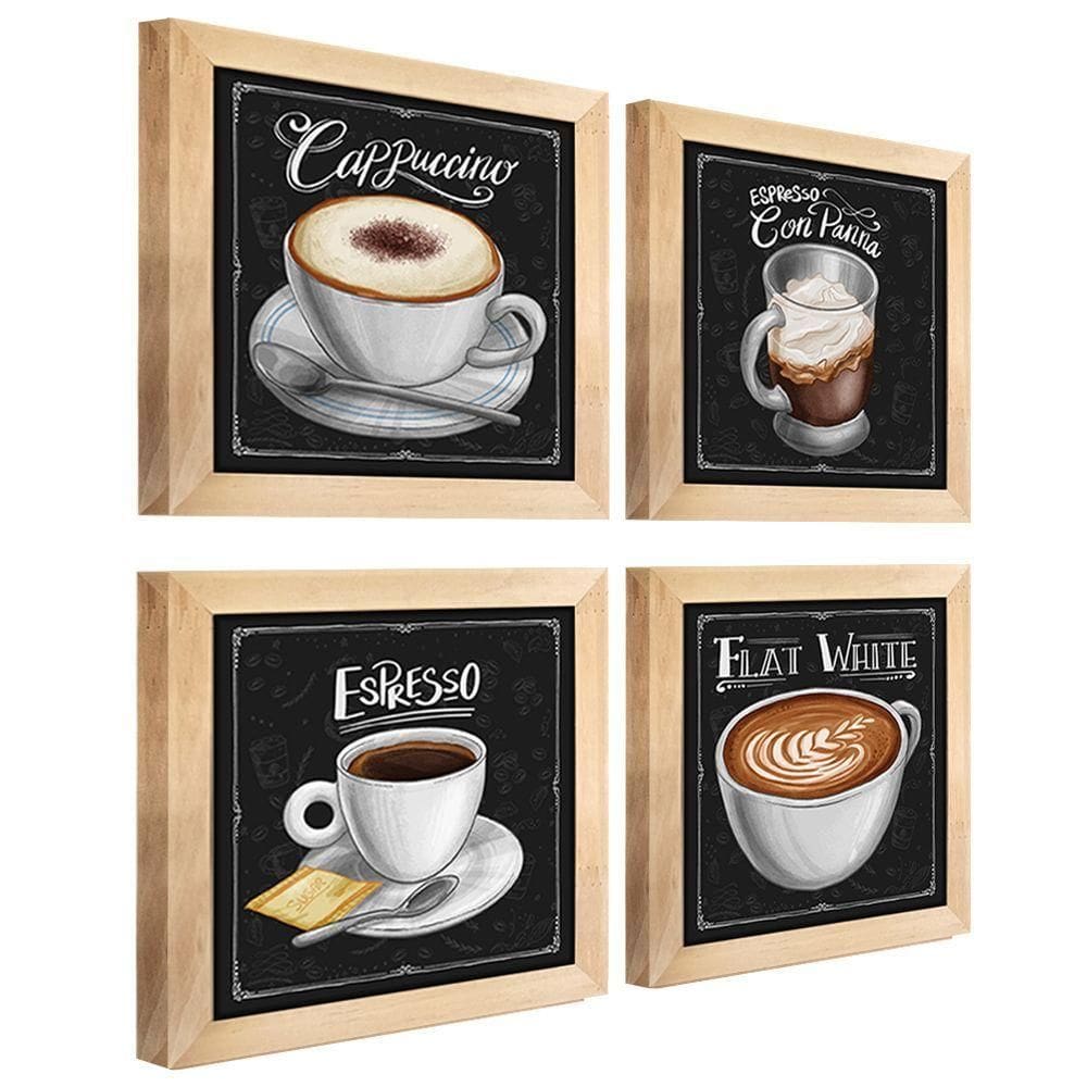 Quadro Decorativo Café Expresso Padaria 12X12Cm 4 Un Mel