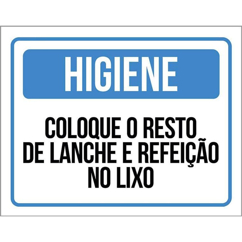 Kit 3 Placas Higiene Coloque Resto Lanche Refeição Lixo