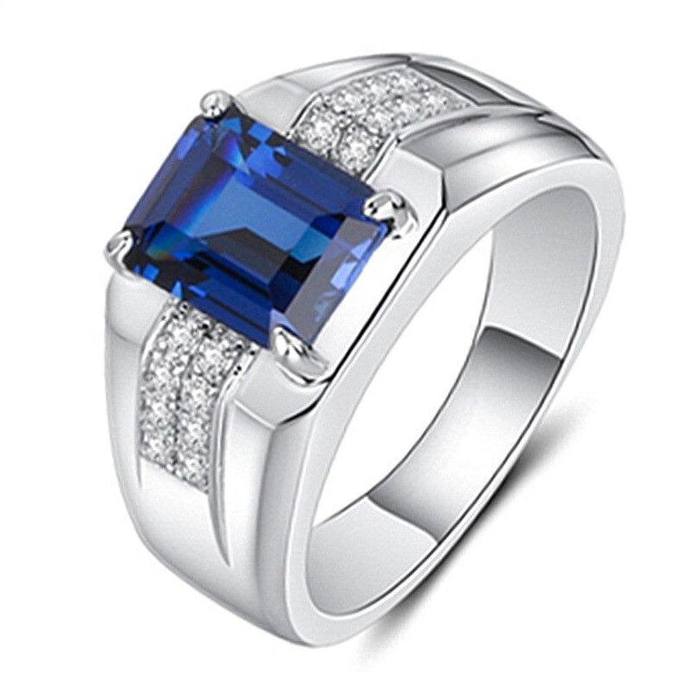 Anel Pedra Azul Topázio Fusion Prata 925 Zircônia Ajustável