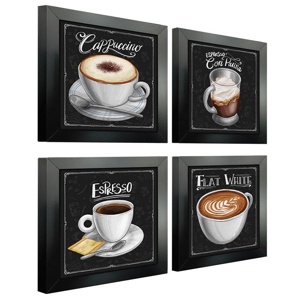 Quadro Decorativo Café Expresso Padaria 12X12Cm 4 Un Preta