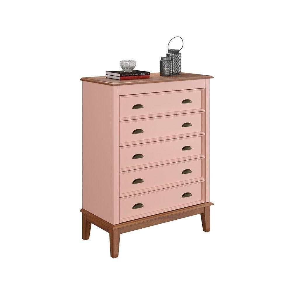 Cômoda 5 Gavetas - Rosa