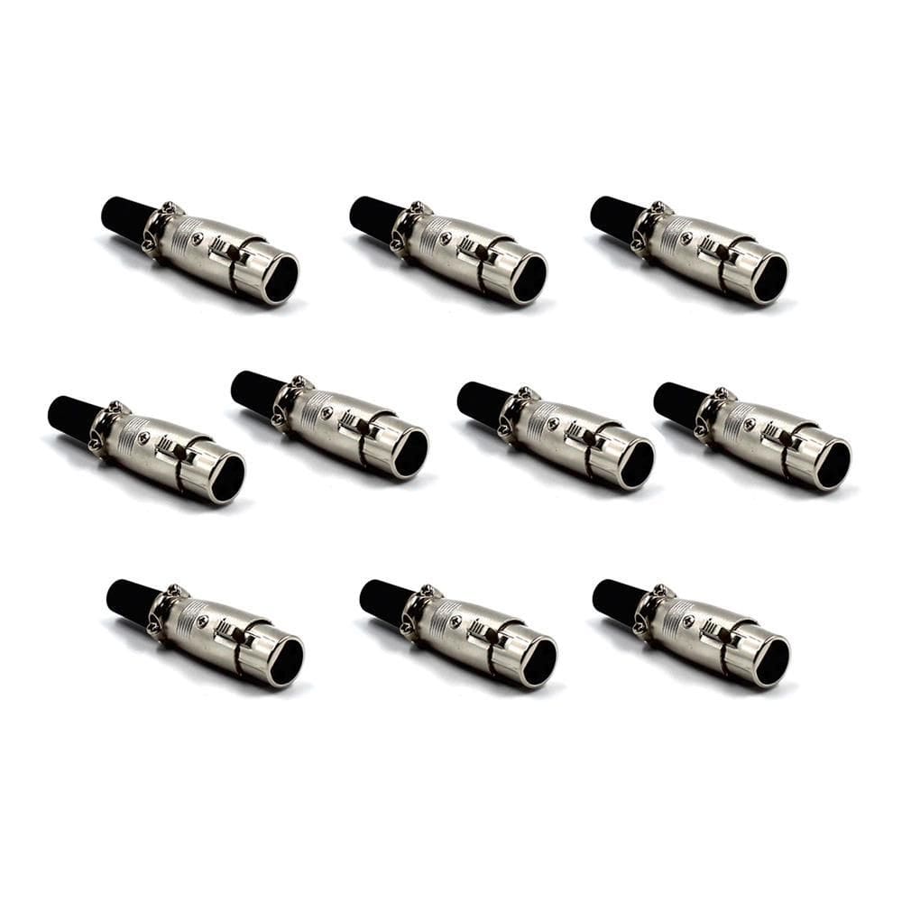Plug Xlr Canon Fêmea 3 Polos Niquelado 10 Unidades
