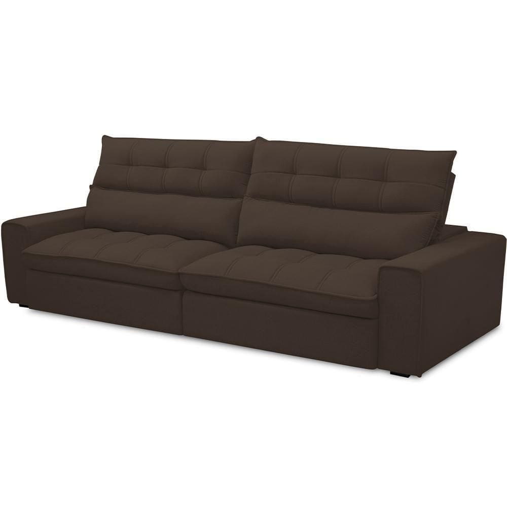 Sofá Retrátil Reclinável Para Sala De Estar Living 250cm Dimas F04 Veludo Marrom