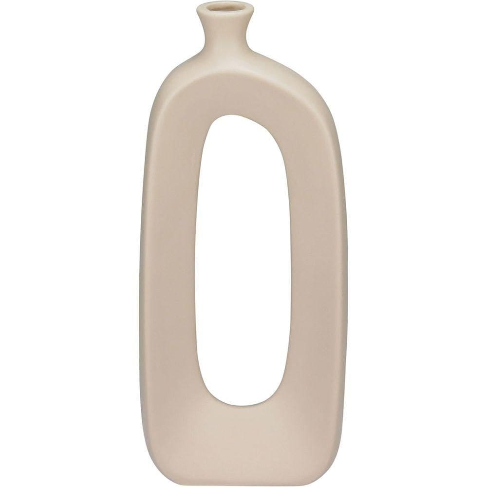 Vaso Decorativo Enfeite Casa Aparador Garrafa Home&co Cerâmica 32x14x6cm Creme
