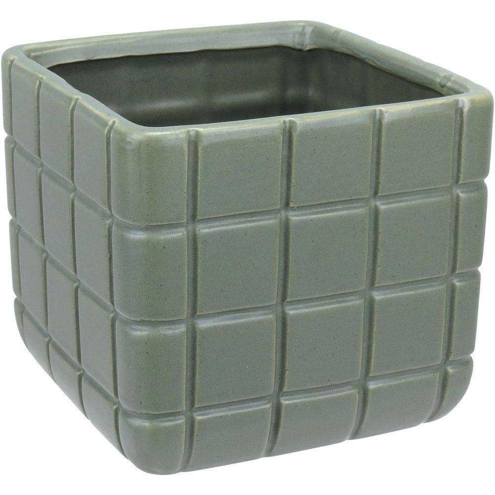 Vaso Decorativo Enfeite Casa Aparador Home&co Cerâmica 13x15x15cm Verde