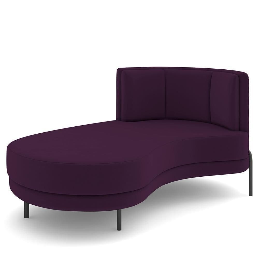 Sofá Chaise Longue Living Lucca Esquerdo D02 Veludo Roxo C-292