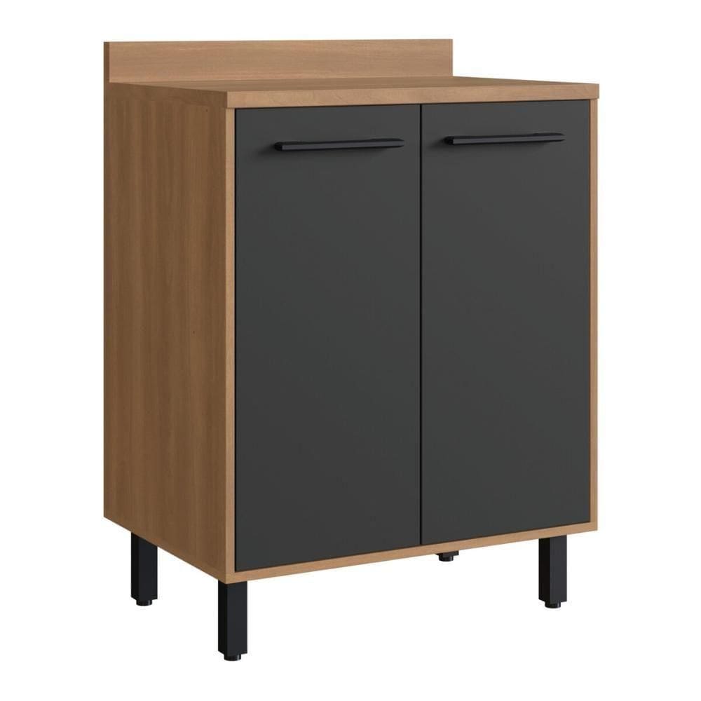 Balcão De Cozinha 70cm Para Cooktop Com Tampo E 2 Portas Havana Multimóveis Cr20309 Rovere/grafite