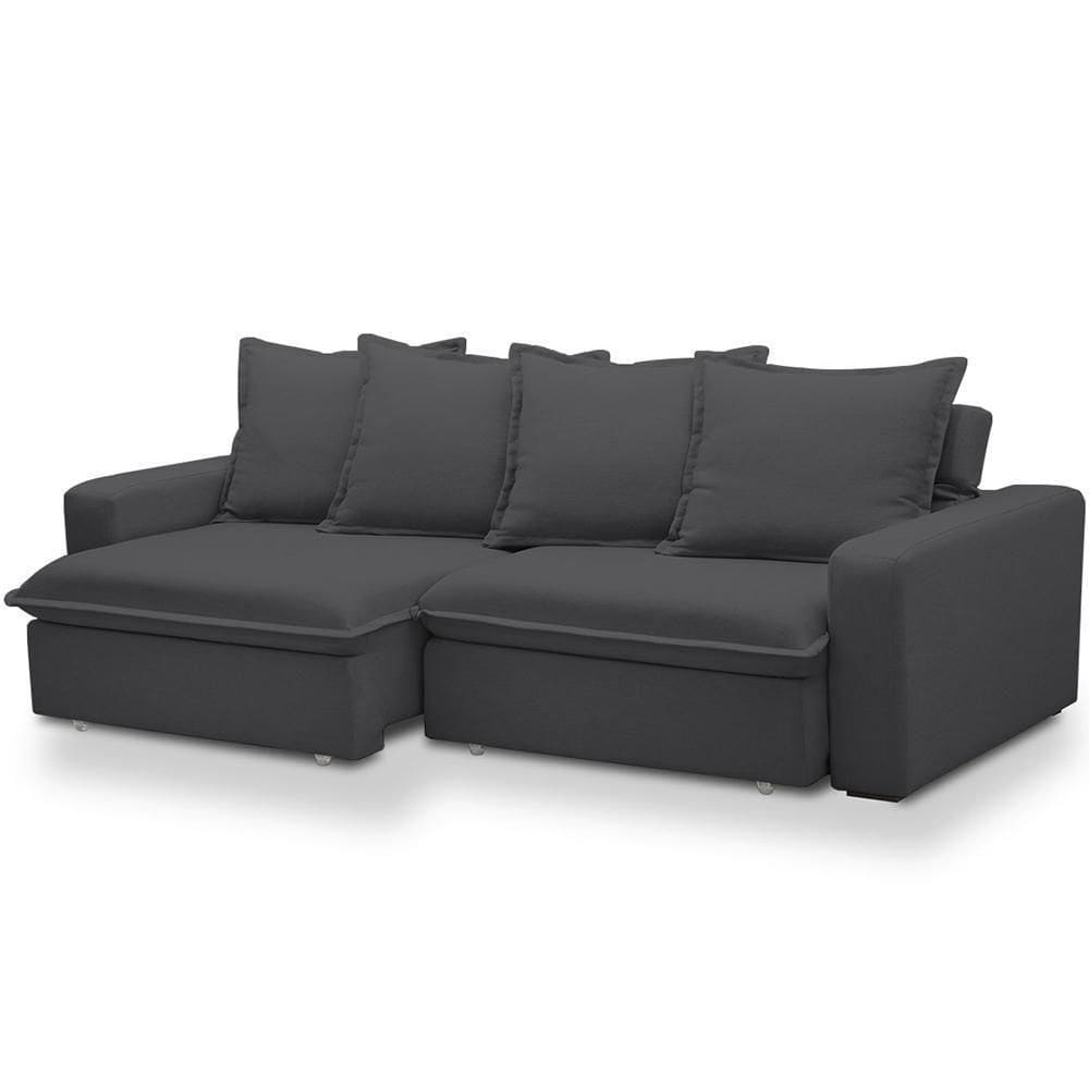 Sofá Retrátil Reclinável Living 235cm Vêneto F04 Bouclê Grafite