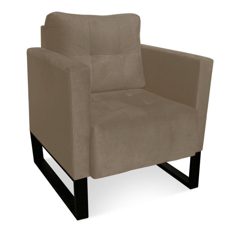 Poltrona Livia Suede Base Industrial Preto - D\\`rossi Cor Marrom Rato