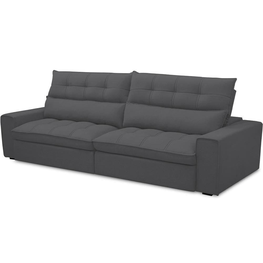 Sofá Retrátil Reclinável Para Sala De Estar Living 250cm Dimas F04 Bouclê Grafite