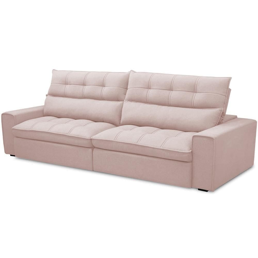 Sofá Retrátil Reclinável Para Sala De Estar Living 250cm Dimas F04 Veludo Rosê