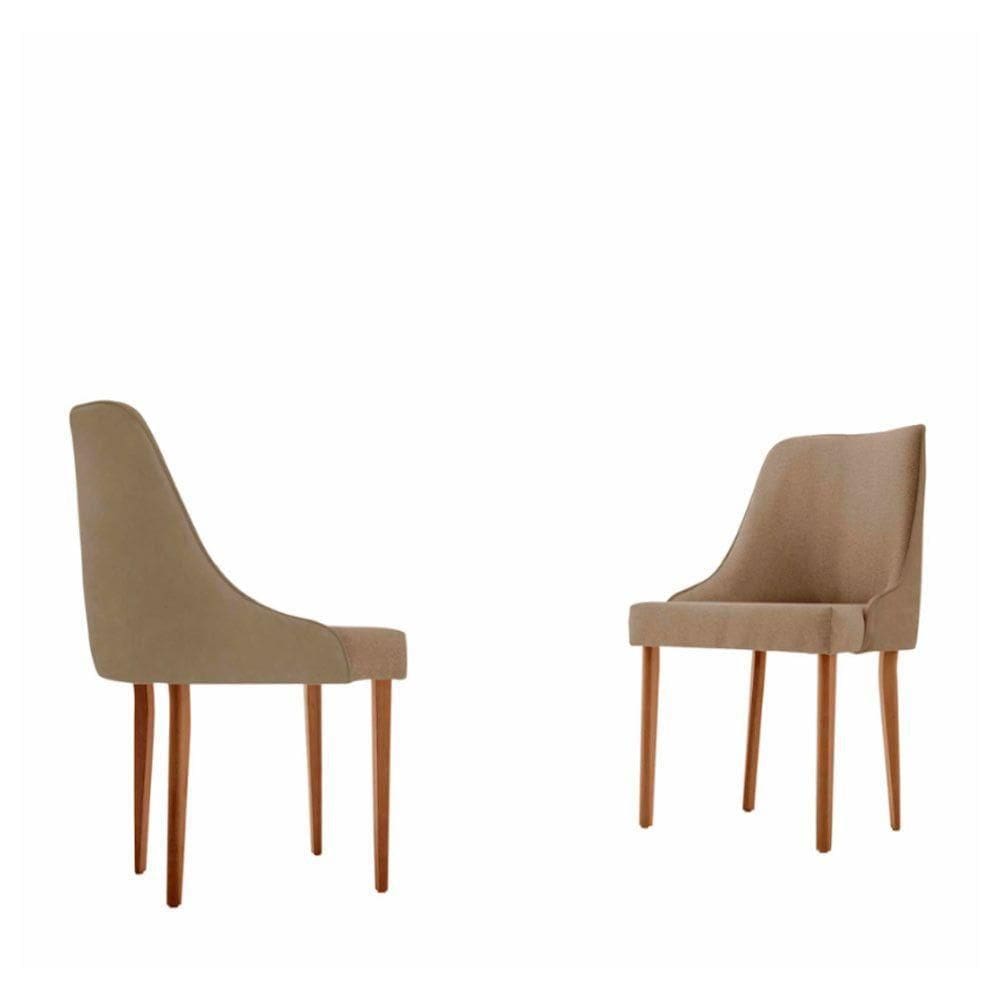Conjunto Com 2 Cadeiras Esmeralda Em Madeira Maciça Moderna Linho Palha/ferrara