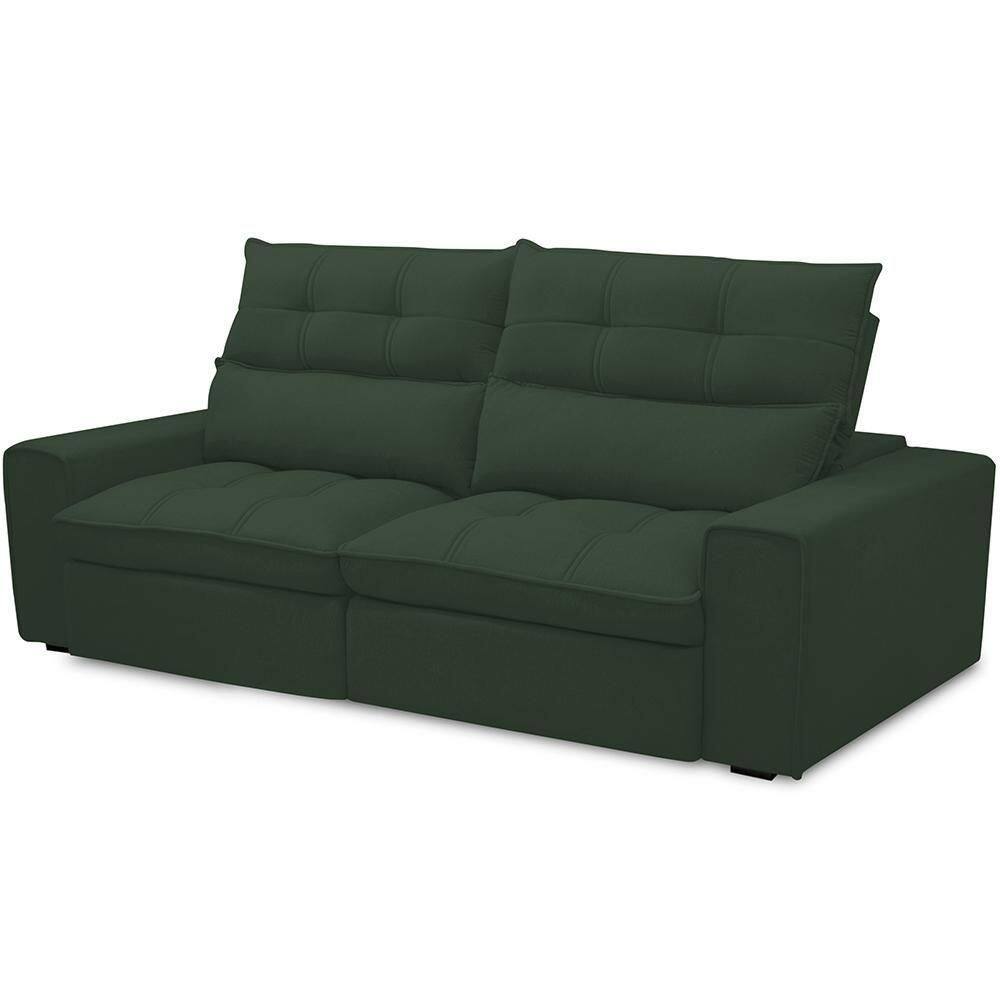Sofá Retrátil Reclinável Para Sala De Estar Living 230cm Dimas F04 Veludo Verde