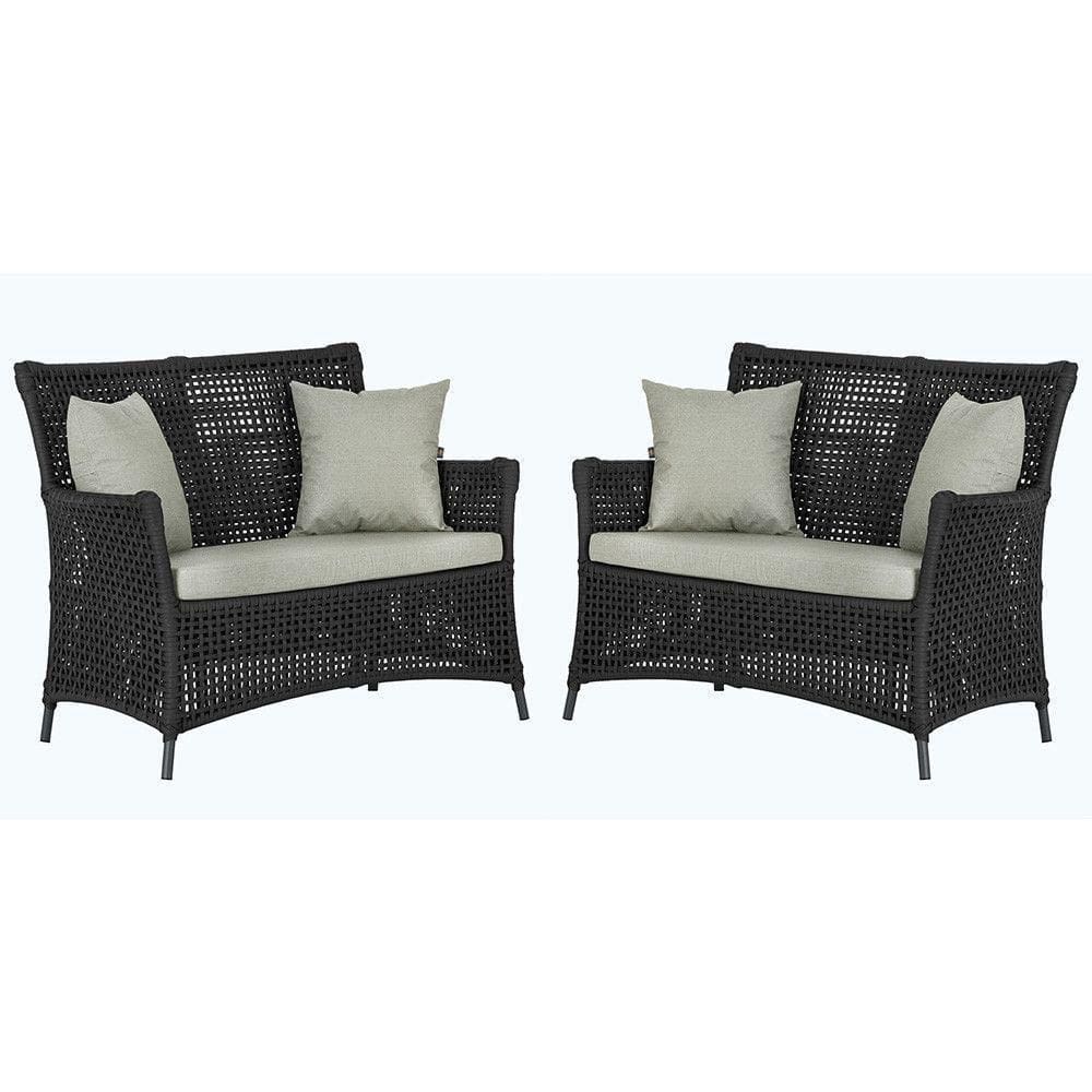 2 Sofás área Externa Igapó Alumínio Preta Corda Náutica E3 Preto