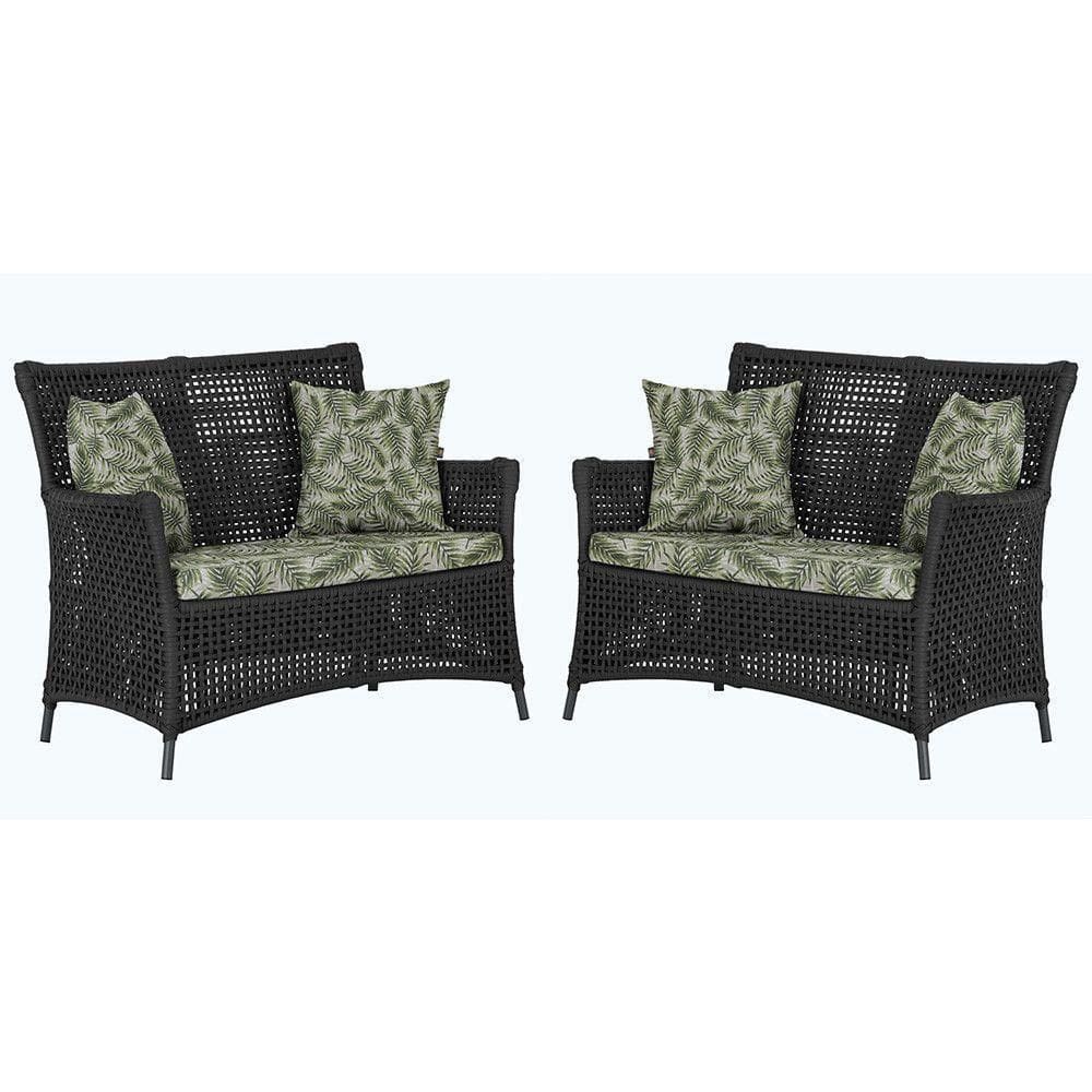 2 Sofás área Externa Igapó Alumínio Preta Corda Náutica E5 Preto