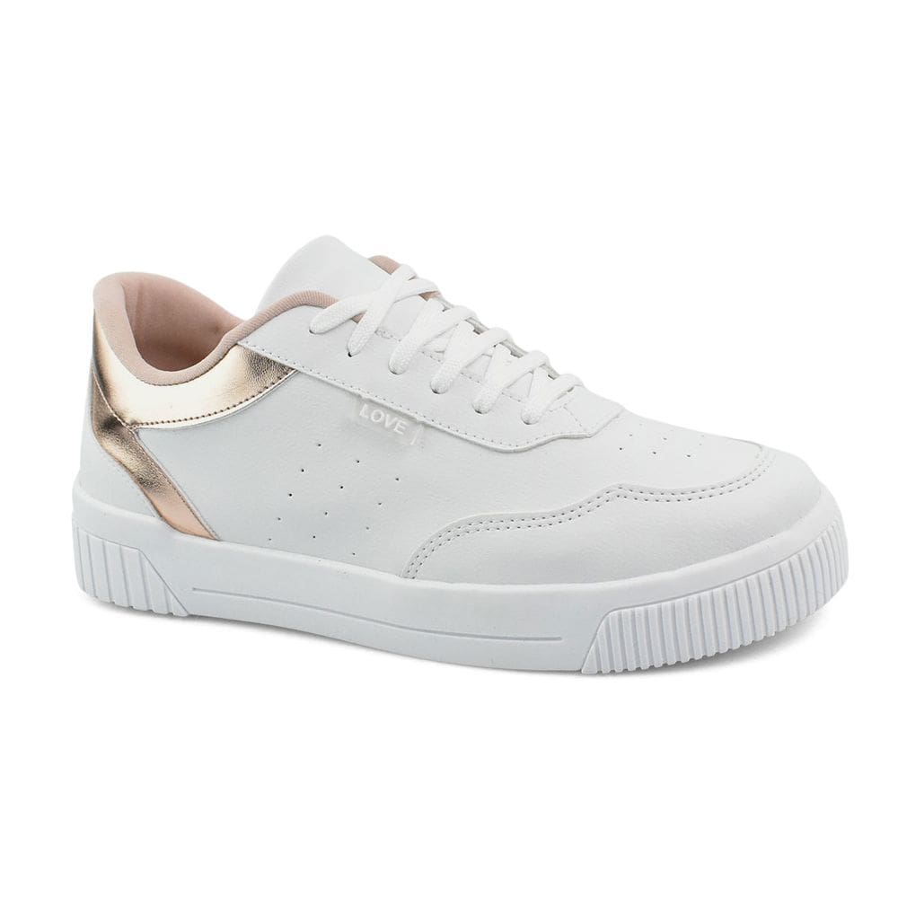 Tênis Godiva Solado Texturizado Detalhe Traseiro Feminino Branco Cobre