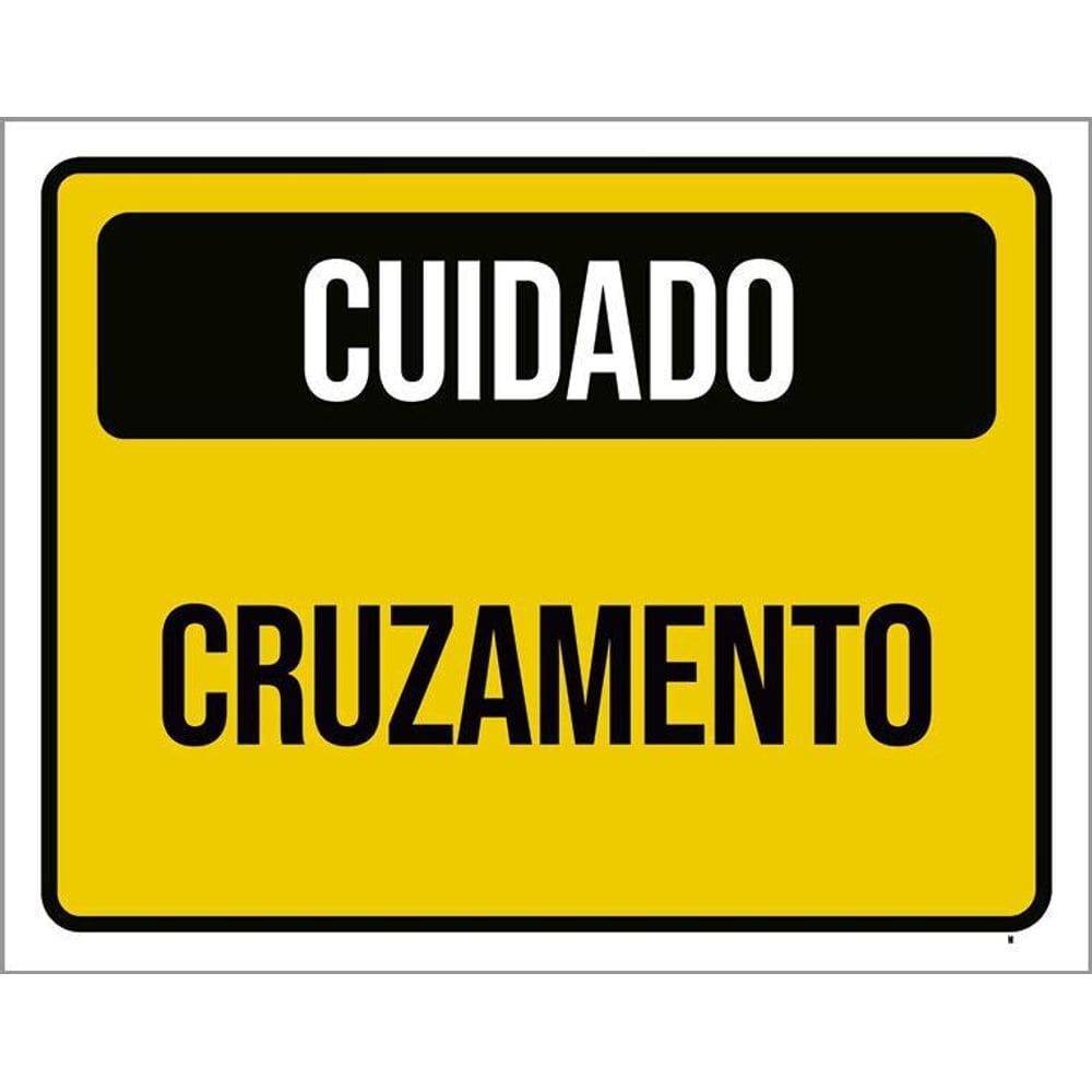 Kit 3 Placas De Sinalização Cuidado Cruzamento