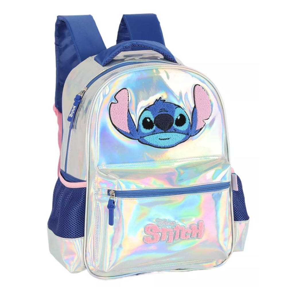 Mochila Escolar Infantil Feminina Costas Lilo Stitch Prata