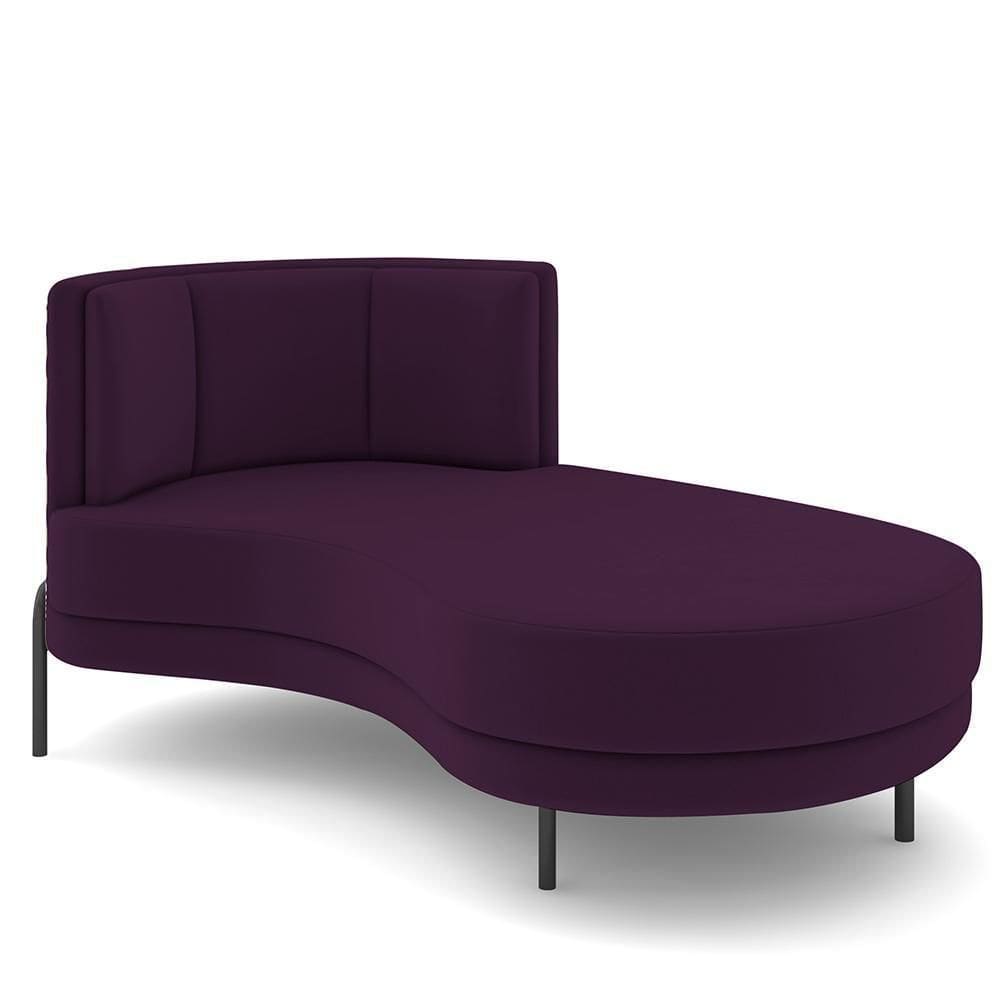 Sofá Chaise Longue Living Lucca Direito D02 Veludo Roxo C-292