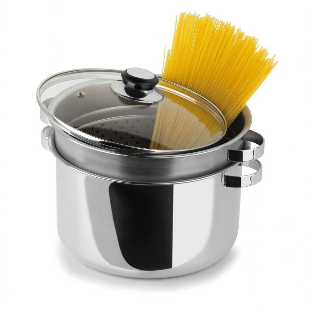 Panela Espagueteira Escorredor Inox Indução 03 Peças