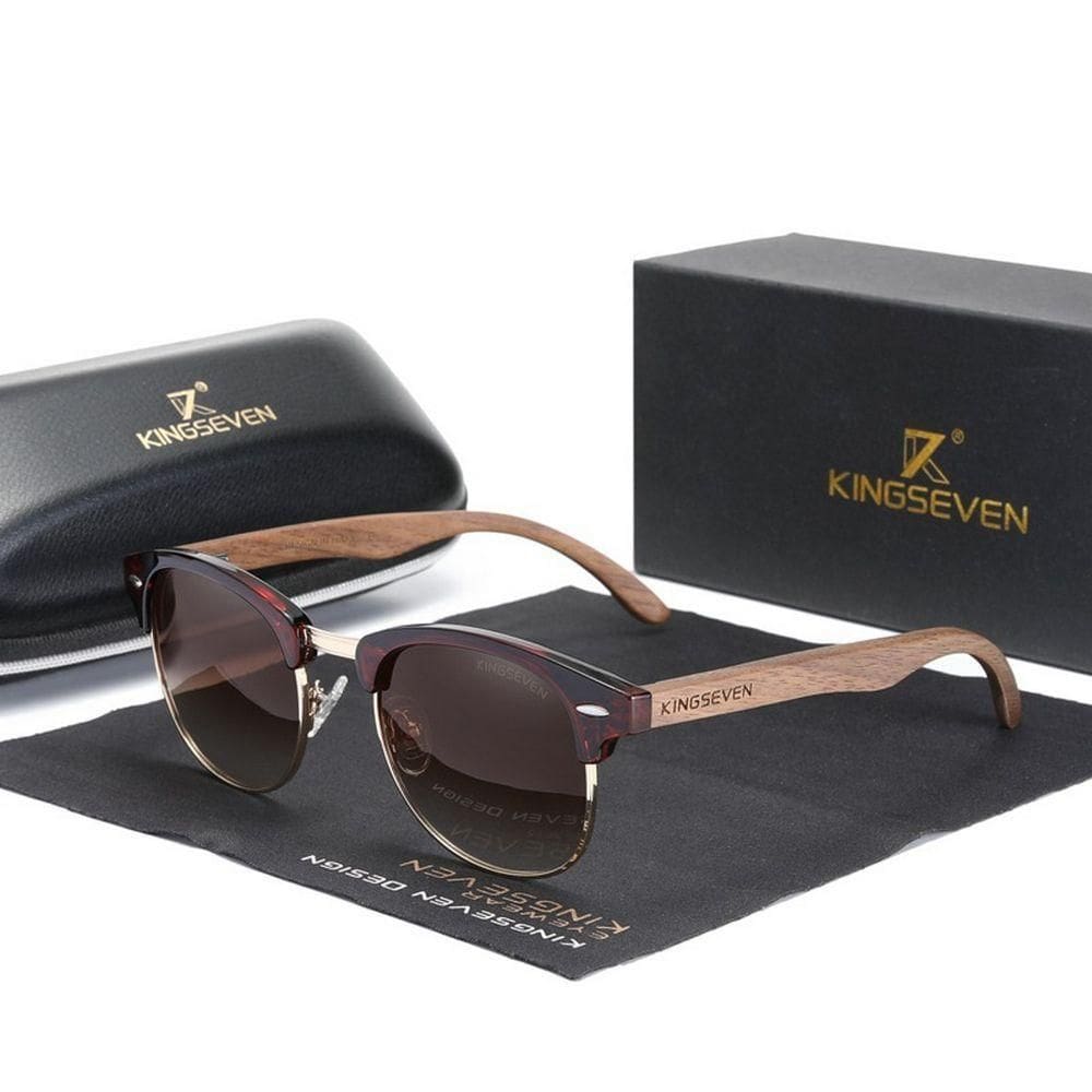Óculos De Sol Polarizados Artesanal Retro Kingseven Madeira