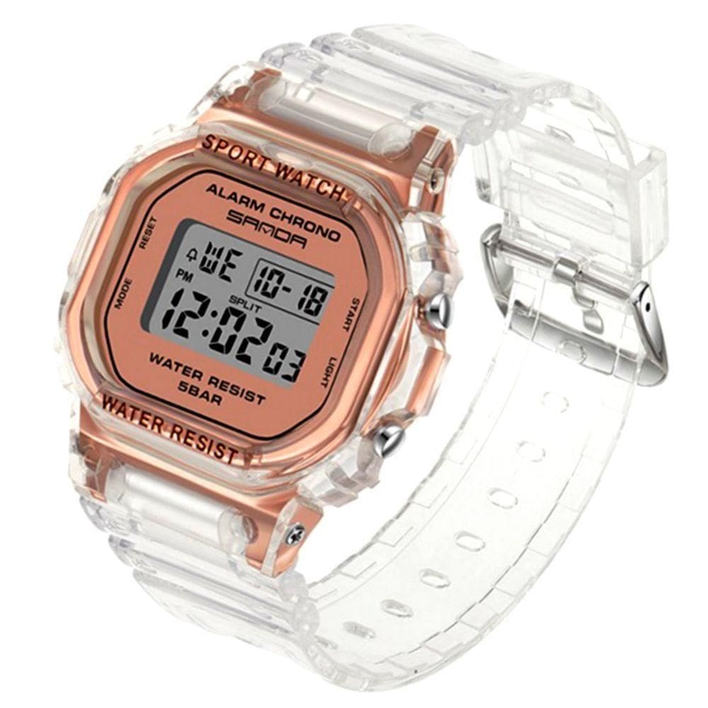 Relógio De Pulso Sanda Correia Transparente Casual