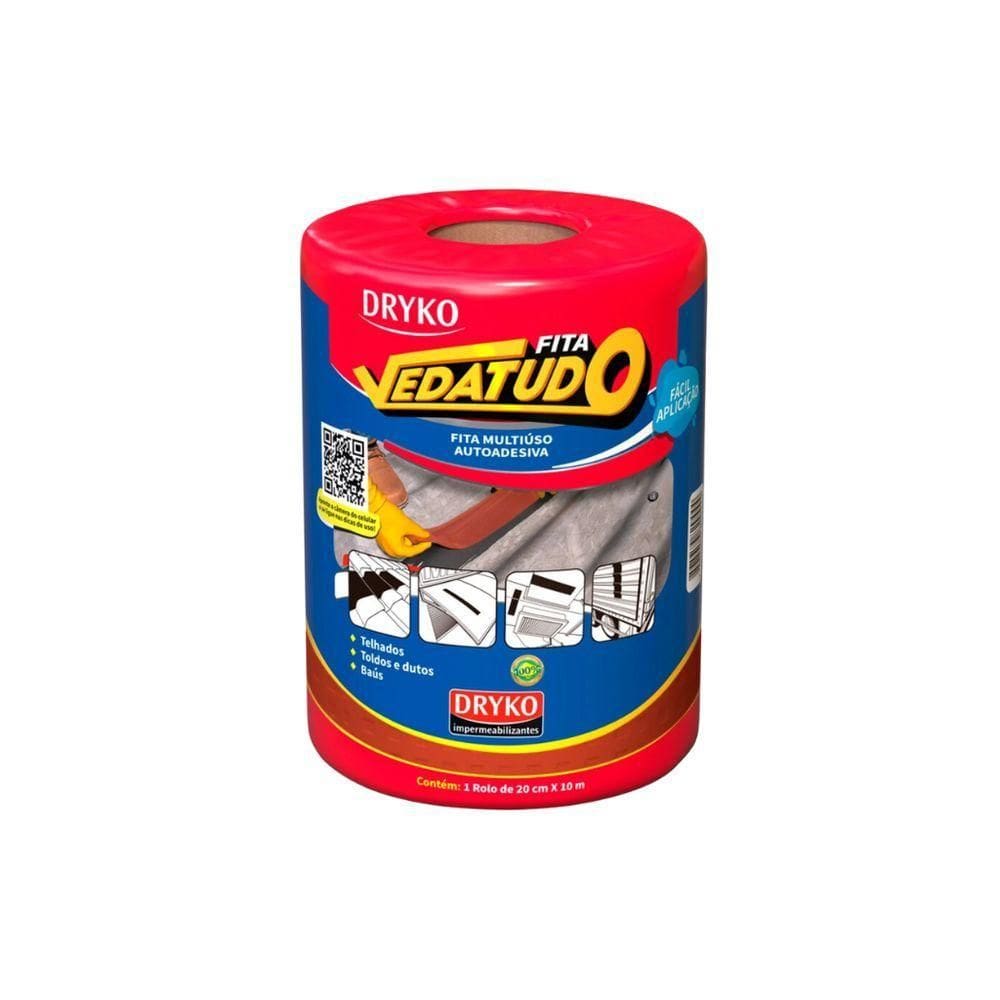 Fita Vedatudo Alumínio Terracota Multiuso Autoadesiva - Dryko 20cm X 10m