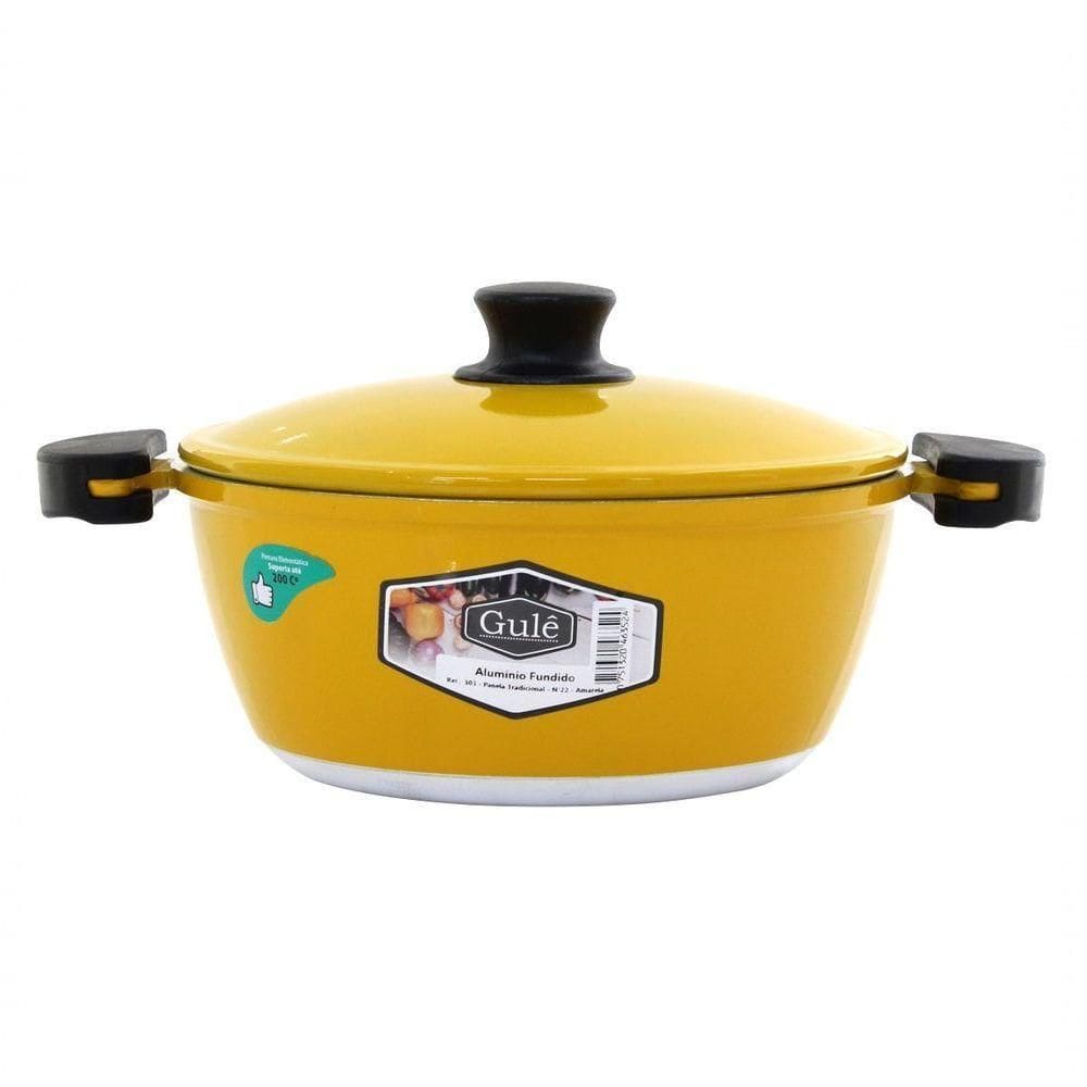 Panela 24cm Amarelo Resistente Gulê Em Alumínio 2,5 Litros
