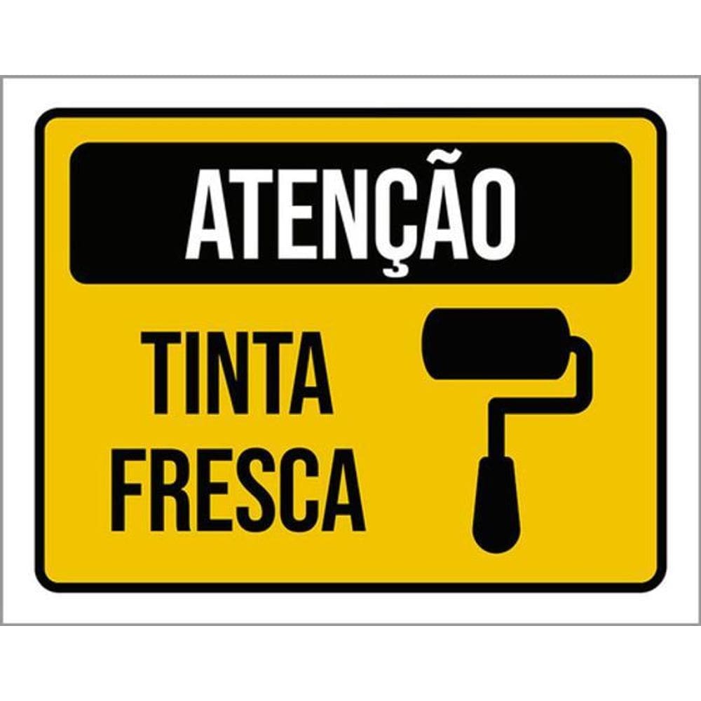Kit 5 Placas Atenção Tinta Fresca 36X46
