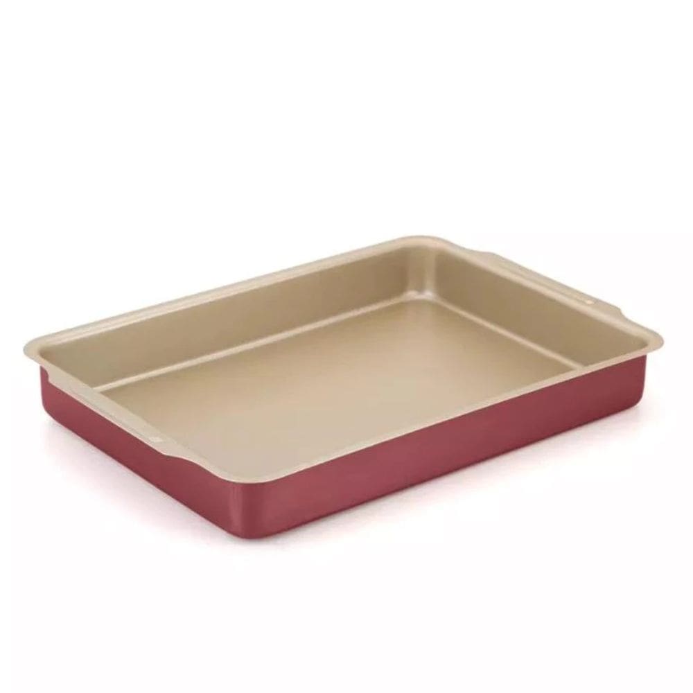 Assadeira Retangular Antiaderente Teflon Bege com Cereja Nº 01 29x19cm