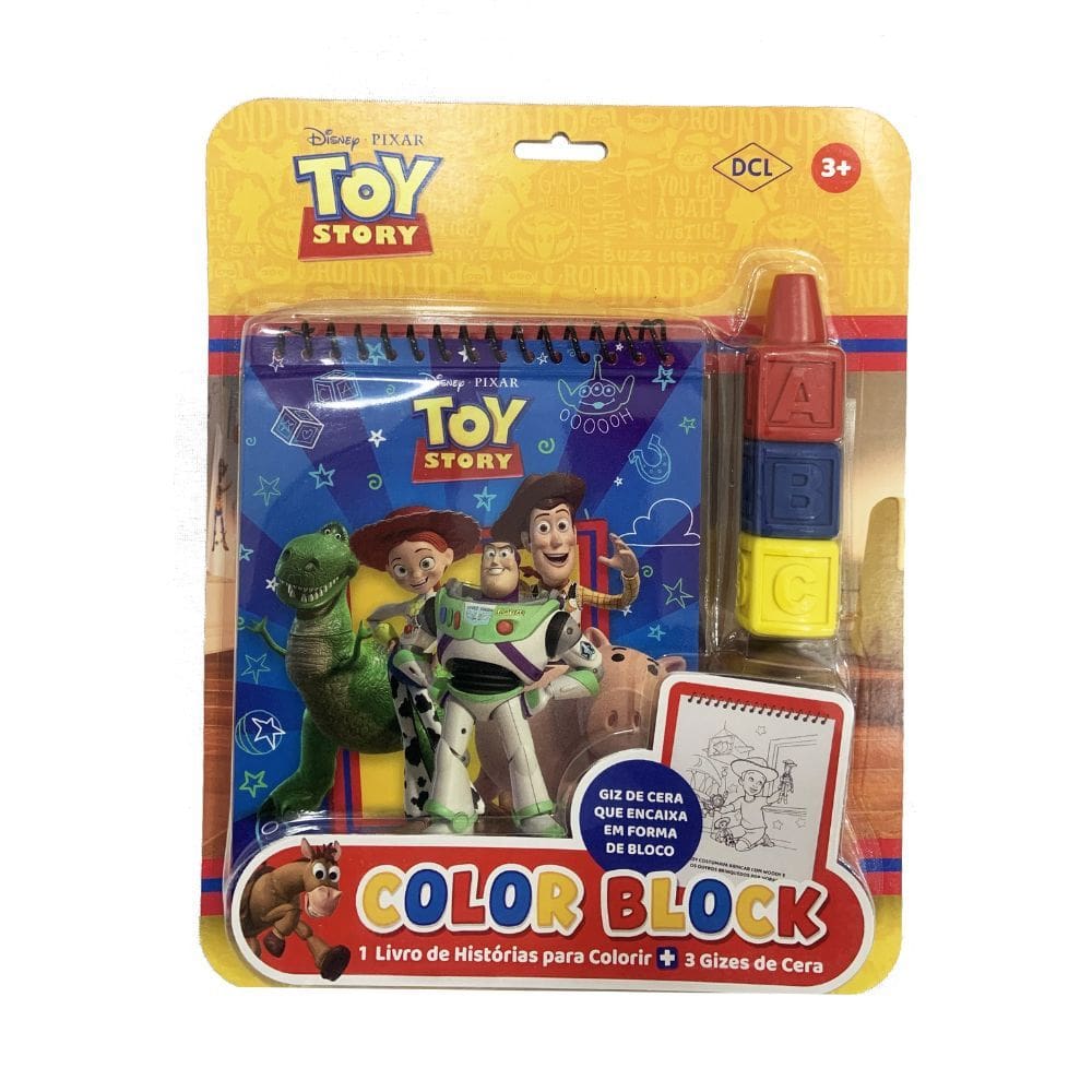 Livro DLC Toy Story Disney Color Block Acompanha 3 Gizes de Cera