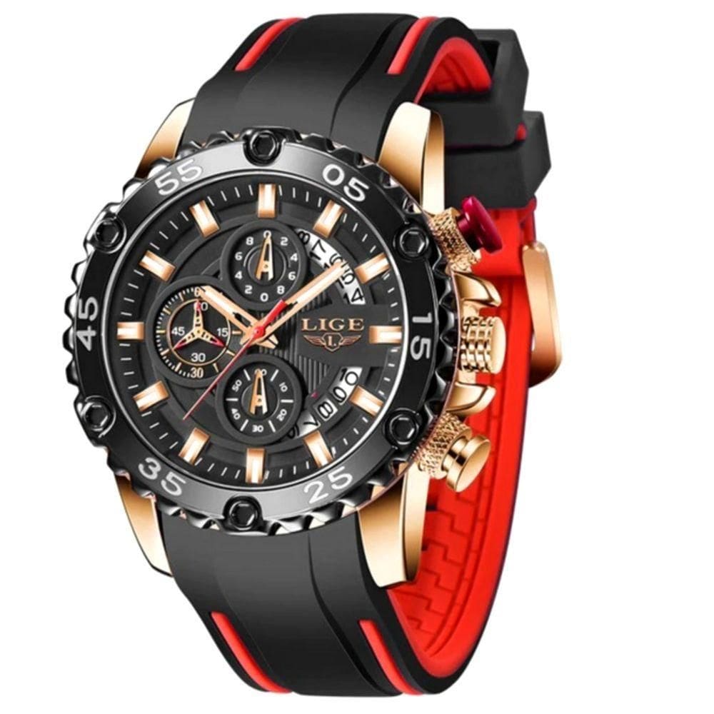 Relógio Masculino Pulseira De Silicone Esportivo De Quartzo Dourado