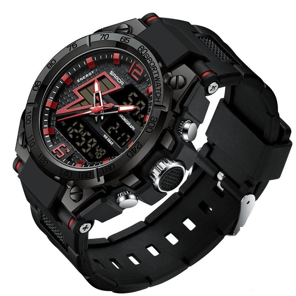 Relógio Masculino Militar Esportivo Digital 6137 Preto Vermelho