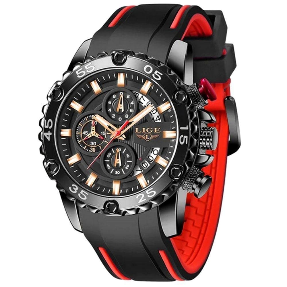 Relógio Masculino Pulseira De Silicone Esportivo De Quartzo Preto