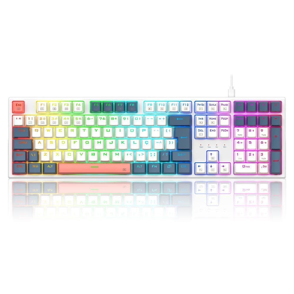 Teclado Mecânico Redragon Trundle Rgb Abnt2 Branco E Azul