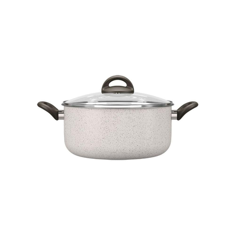 Caçarola Com Tampa 24 Cm Revestimento Cerâmico Antiaderente Mineral Resist Cor Vanilla Ceramic Life