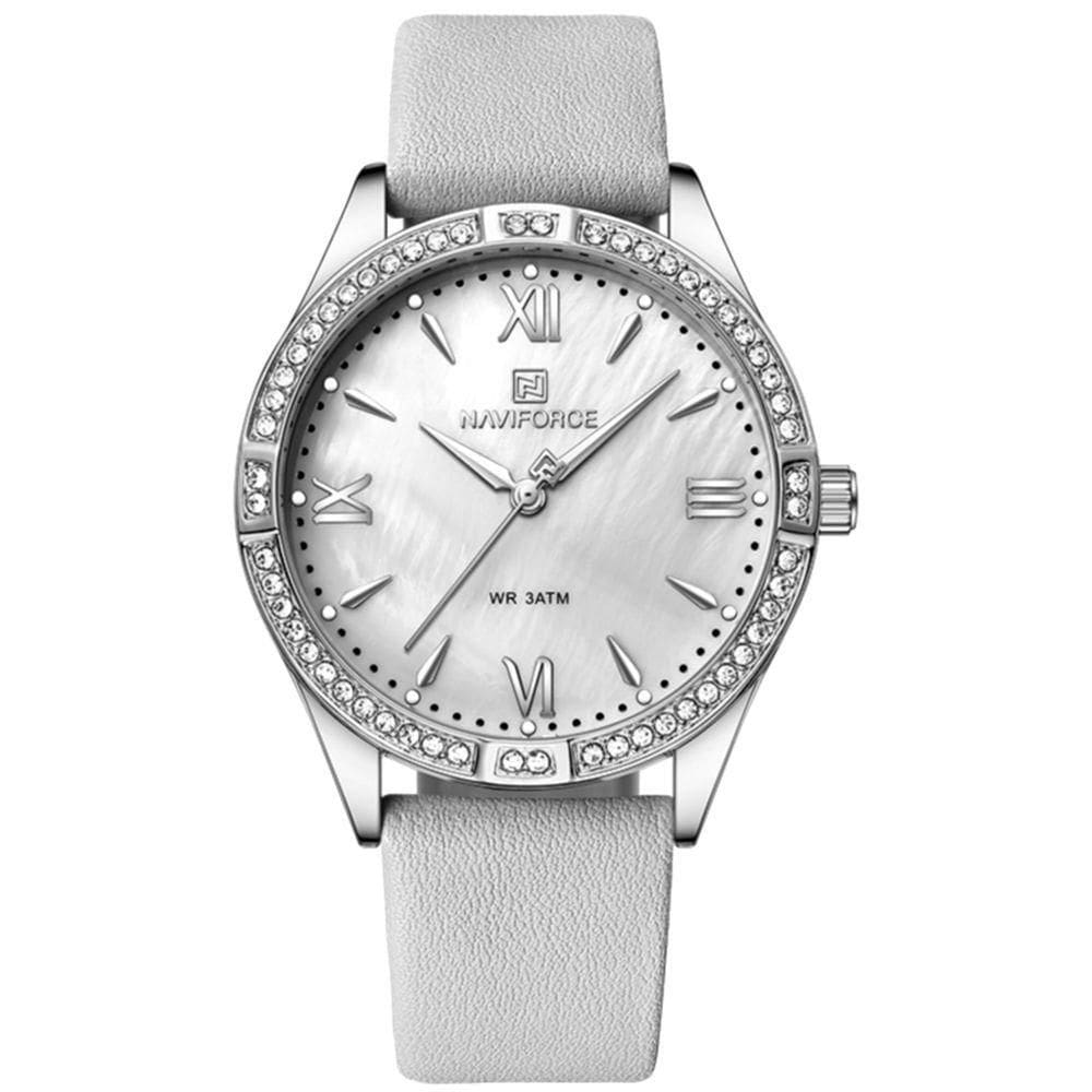 Relógio De Quartzo Feminino Estilo Casual Design Com Strass A Prova D´agua Cinza