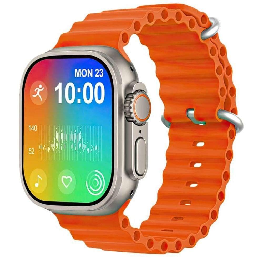 Smartwatch Xs9 Ultra 2 Max 49mm Masculino Feminino Com Trava De Pulseiras Cor: Prata-laranja