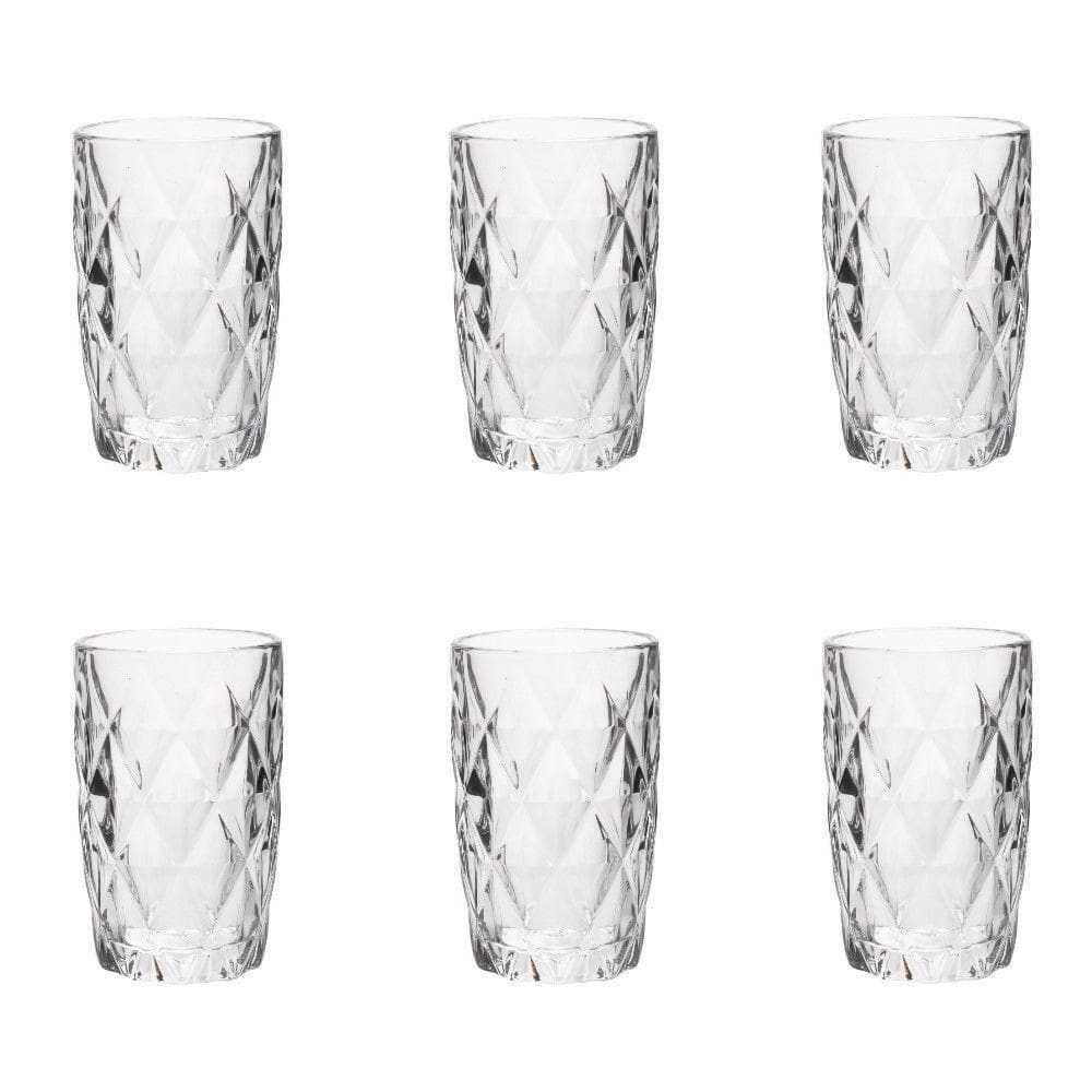 Conjunto De Copos De Vidro Para água 6 Peças 350 Ml Diamonds Lyor